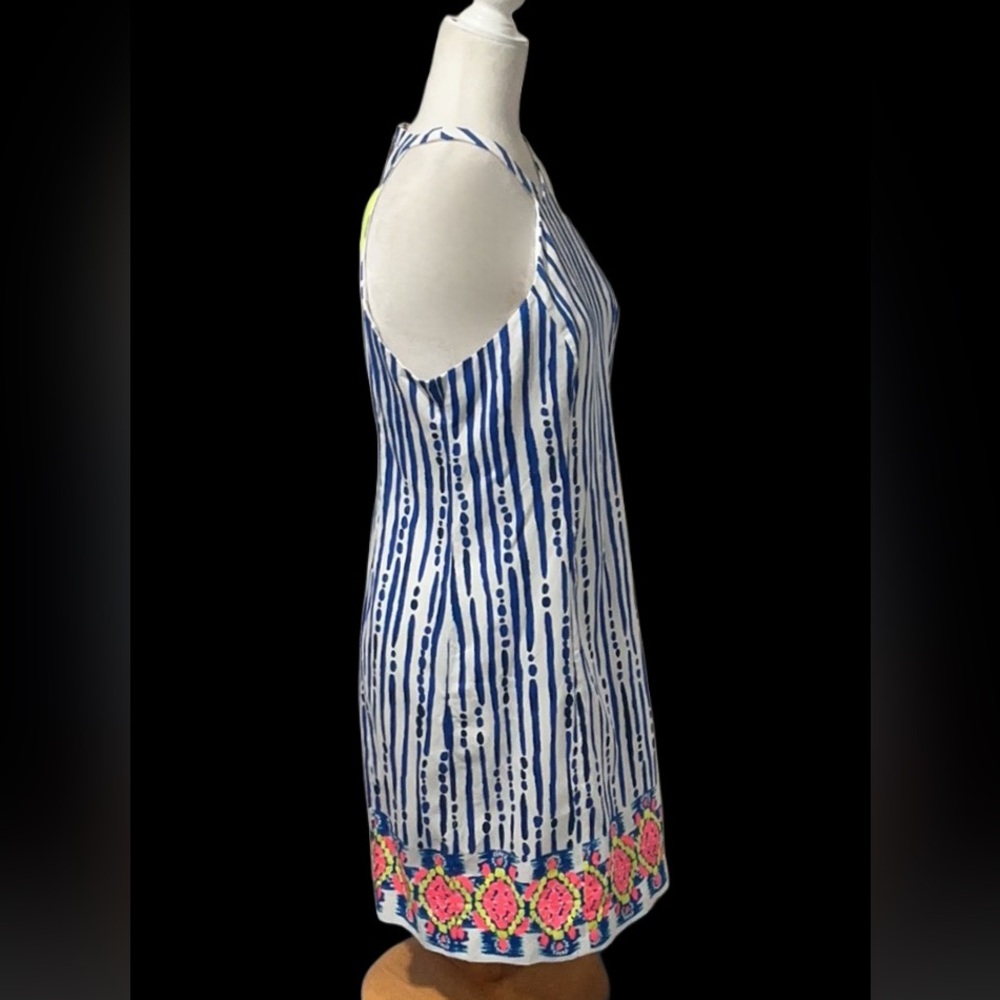 LILLY PULITZER Iveigh Blue Crush Bay Stripe Summer Halter Shift Dress Size 10 - Picture 3 of 12